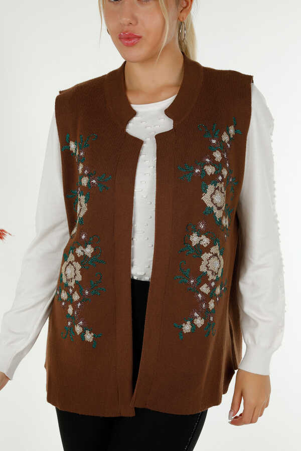 14GG Produced Viscose Elite Knitwear Cardigan Floral Embroidered Women's Clothing Manufacturer - 30644 | Real Textile - 3