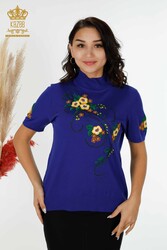 14GG Produced Viscose Elite Knitwear Floral Embroidery Women's Clothing Manufacturer - 16811 | Real Textile - Thumbnail