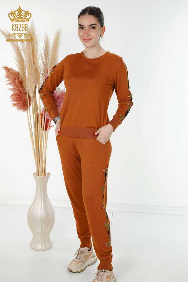 Reel Tekstil - 14GG Produced Viscose Elite Knitwear Chándal Traje Bordado floral Ropa de mujer Fabricante - 16528 | Textiles reales