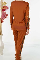 14GG Produced Viscose Elite Knitwear Tracksuit Suit Floral Embroidery Women's Clothing Manufacturer - 16528 | Real Textile - Thumbnail