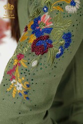 Conjunto de chándal de punto de élite de viscosa producido 14GG Fabricante de ropa de mujer con bordado de piedra - 16560 | Textiles reales - Thumbnail