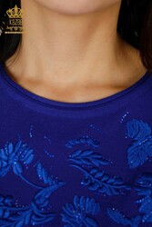14GG Produced Viscose Elite Knitwear Stone Embroidered Women's Clothing Manufacturer - 16849 | Real Textile - Thumbnail