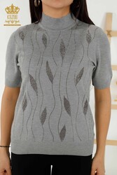 14GG Produced Viscose Elite Prendas de punto - Estampado de hojas - Piedra bordada - Ropa de mujer - 30182 | Textiles reales - Thumbnail