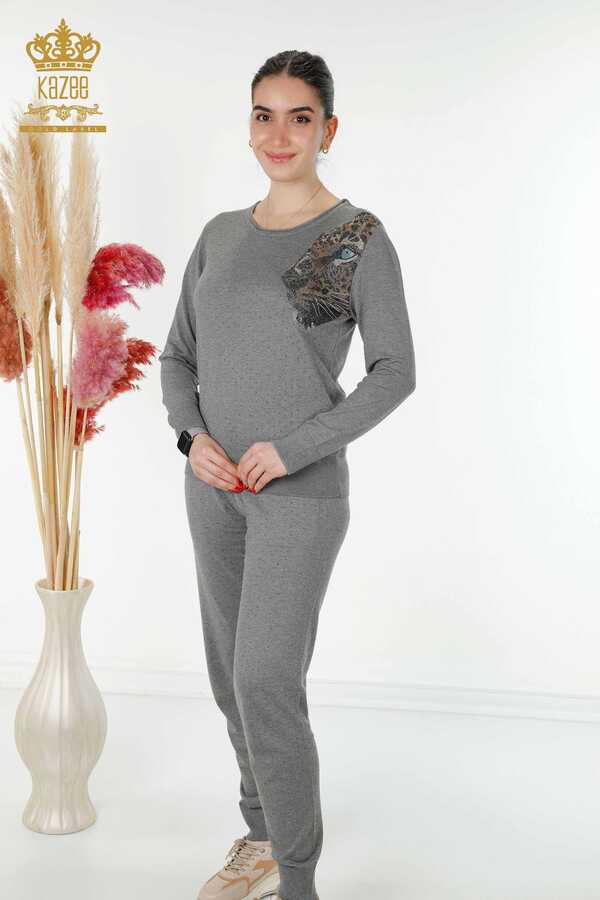 Reel Tekstil - 14GG Produit Viscose Elite Knitwear Survêtement Costume Tiger Pattern Fabricant de vêtements pour femmes - 16525 | Vrai textile