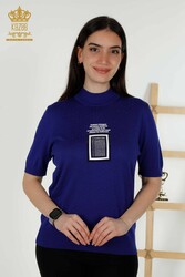 14GG Produzierte Viskose Elite Strickwaren - Stehkragen - Hersteller von Damenbekleidung - 16968 | Echtes Textil - Thumbnail