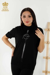 14GG Produzierte Viskose-Elite-Strickwaren - Steinbestickt - Amerikanisches Modell - Damenbekleidung - 16639 | Echtes Textil - Thumbnail