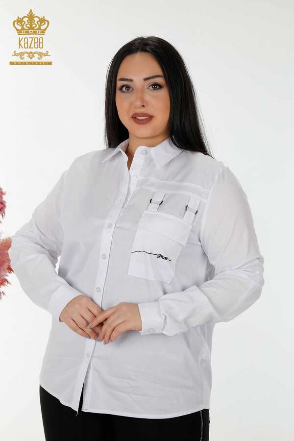 Reel Tekstil - Fabricante detallado de ropa de mujer con bolsillo de camisa con tela de algodón y lycra - 20312 | Textiles reales