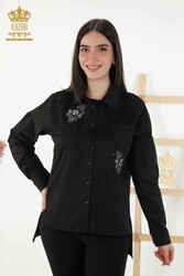 Producida con Tela de Algodón Lycra Camisa - Detalle de Flores - Fabricante de Ropa de Mujer - 20248 | Textiles reales - Thumbnail