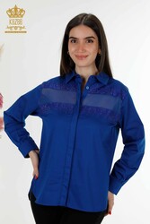 Producida con Tela de Algodón Lycra Camisa - Detalle de Tul - Fabricante de Ropa de Mujer - 20250 | Textiles reales - Thumbnail