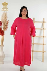 Kleid aus Baumwoll-Lycra-Stoff, zwei Taschen, Damenbekleidung – 20400 | Echtes Textil - Thumbnail