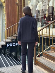 BLS 2536 Wholesale Women's Black Button-Detail Tracksuit Set - 5