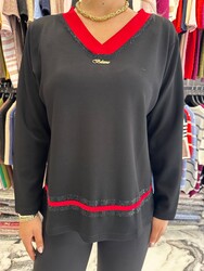 BLS 2724 Wholesale Women's Blouse V-Neck - Thumbnail