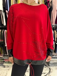 BLS 2737 Wholesale Women's Blouse Leather Details - Thumbnail
