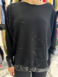 BLS 2737 Wholesale Women's Blouse Leather Details - Thumbnail