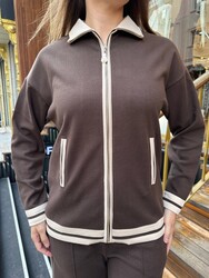 BLS 2796 Wholesale Women's Zippered Brown Tracksuit Set - 3