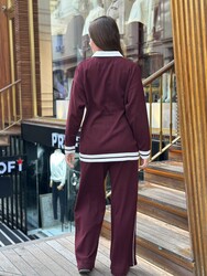 BLS 2796 Wholesale Women's Zippered Tracksuit Set - Burgundy - 5