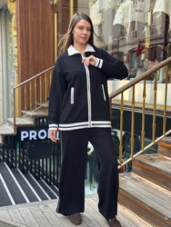 BLS 2796 Wholesale Women's Black Zippered Tracksuit Set - 1
