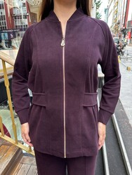 BLS 2798 Wholesale Women's Zippered Tracksuit Set - Burgundy - 3