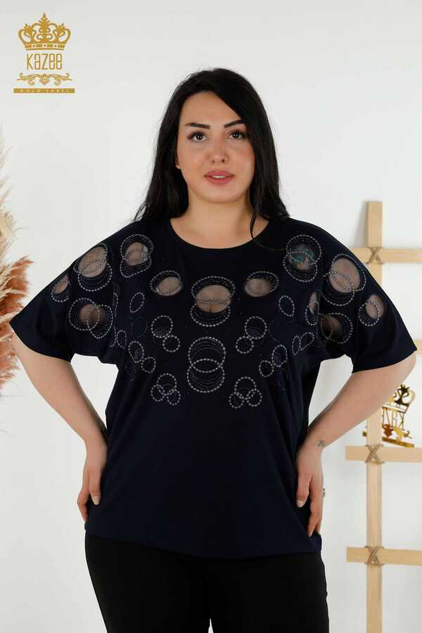 Reel Tekstil - Blusa de Tela Viscosa Fabricante de Ropa de Mujer Bordado Piedra - 79094 | Textiles reales