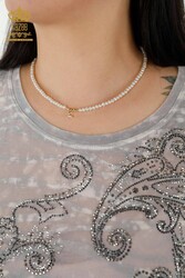 Blusa Prodotta con Tessuto in Viscosa Colletto Ciclismo Abbigliamento Donna - 79125 | Tessuto reale - Thumbnail