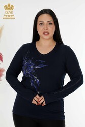 Blusa Prodotta con Tessuto Viscosa Scollo a V Abbigliamento Donna - 79048 | Tessuto reale - Thumbnail