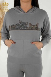 Traje de chándal de buceo y dos hilos Fabricante de ropa de mujer con estampado de gato - 16675 | Textiles reales - Thumbnail