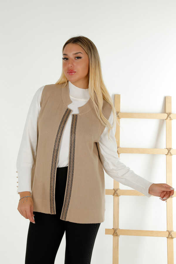 Cárdigan de punto Elite de viscosa producido 14GG Fabricante de ropa de mujer bordada con piedra - 30606 | Textil real - 2