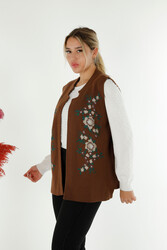 Cárdigan de punto Elite de viscosa producido 14GG Fabricante de ropa de mujer con bordado floral - 30644 | Textil real - 2