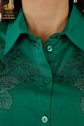 Chemise fabriquée avec du tissu en coton Lycra Fabricant de vêtements pour femmes à motifs roses - 20243 | Vrai textile - Thumbnail