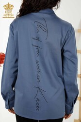 Camicia in tessuto Lycra di cotone con motivo floreale ricamato con pietre di cristallo Abbigliamento donna - 20297 | Tessuto reale - Thumbnail