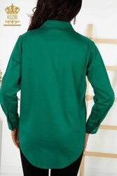 Shirt Produced with Cotton Lycra Fabric Rose Patterned Women's Clothing Manufacturer - 20243 | Real Textile - Thumbnail