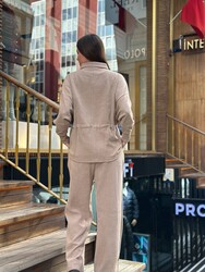 Ensemble de survêtement pour femme BLS 2793 en gros, avec fermeture éclair, beige - 5