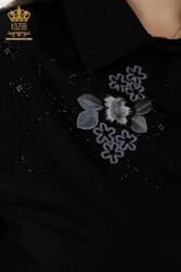 Chemises en tissu de coton lycra avec détail floral Fabricant de vêtements pour femmes - 20248 | Vrai textile - Thumbnail