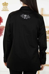 Chemises en tissu de coton lycra avec détail floral Fabricant de vêtements pour femmes - 20248 | Vrai textile - Thumbnail