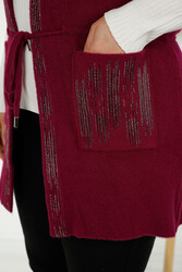 Cárdigan de punto Elite de viscosa producido 14GG con detalle de bolsillo Fabricante de ropa para mujer - 30495 | Textil real - Thumbnail