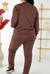 Hergestellt aus Scuba und zwei Fäden Trainingsanzug - Leopard Steinbestickt - Taschen - Hersteller von Damenbekleidung - 17530 | Echtes Textil - Thumbnail