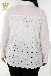 Рубашки из хлопчатобумажной лайкры с кружевом Детальный производитель женской одежды - 20319 | Настоящий текстиль - Thumbnail