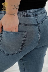 Produttore di Abbigliamento Donna con Elastico in Vita Pantalone Prodotto con Maglia in Lycra - 3676 | Tessuto reale - Thumbnail