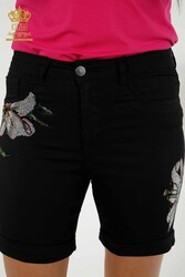 Shorts Hechos con Tela de Punto Lycra Fabricante de Ropa de Mujer Bordado Piedra - 3525 | Textiles reales - Thumbnail