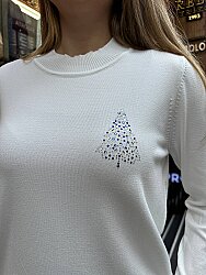 Оптовая продажа женских вязаных свитеров с узором «Сосна» — цвет «Экру» — 33001 | REEL TRİKO - 3
