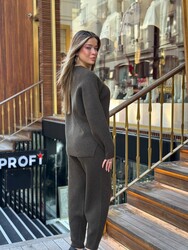 Pull basique en maille pour femme, anthracite, en gros - 32957 | REEL TRİKO - Thumbnail