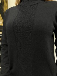 Pull en maille pour femme en gros - Basique - Noir - 32922 | REEL TRİKO - Thumbnail