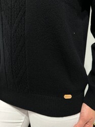 Pull en maille pour femme en gros - Basique - Noir - 32922 | REEL TRİKO - Thumbnail