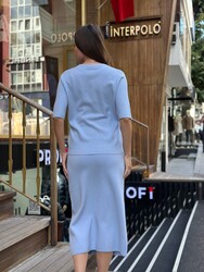 Pull en maille pour femme en gros - Pailleté - Bleu - 32059 | REEL TRİKO - Thumbnail