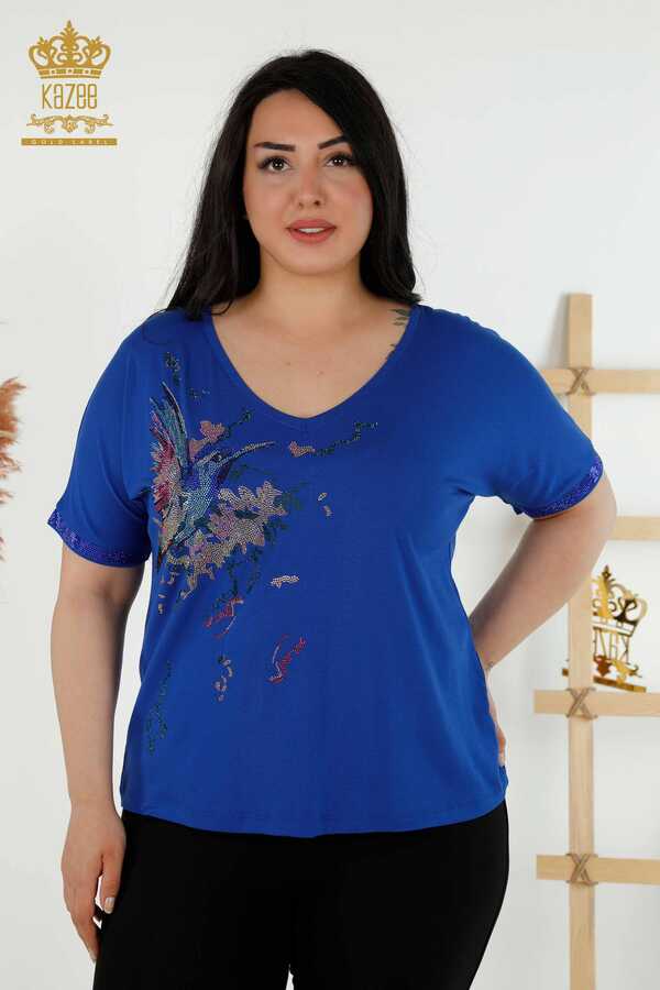 Reel Tekstil - Blusa Confeccionada con Botones de Tela Viscosa Detalle del Fabricante de Ropa de Mujer - 79296 | Textiles reales