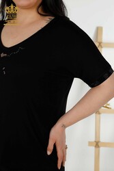 Blusa Confeccionada con Botones de Tela Viscosa Detalle del Fabricante de Ropa de Mujer - 79296 | Textiles reales - Thumbnail