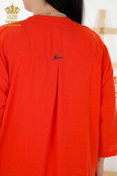 Abito in tessuto Lycra di cotone Mezzi bottoni dettagliati Abbigliamento donna - 20384 | Tessuto reale - Thumbnail