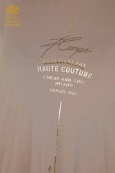 Abito Prodotto con Tessuto Cotone Lycra Testo Dettagliato Abbigliamento Donna - 20331 | Tessuto reale - Thumbnail