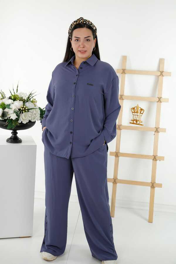 Reel Tekstil - Abito camicia-pantalone con tasche realizzato con tessuto di cotone Lycra Produttore di abbigliamento femminile - 20320 | Vero tessuto