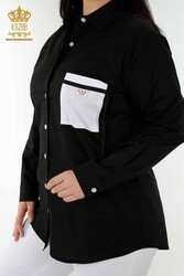 Tasca della camicia Produttore di abbigliamento femminile dettagliato con tessuto in cotone Lycra - 20352 | Tessuto reale - Thumbnail